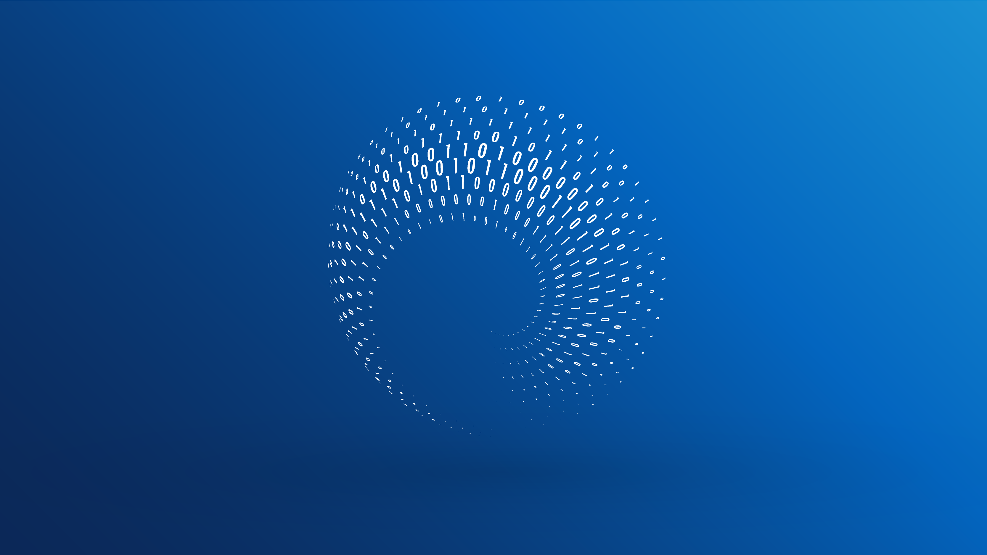 A circular sphere made of numbers on a blue gradient background.