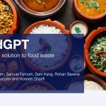 A presentation slide showing lots of bowls of food and the title "FoodGPT"