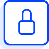 Blue icon of a security lock